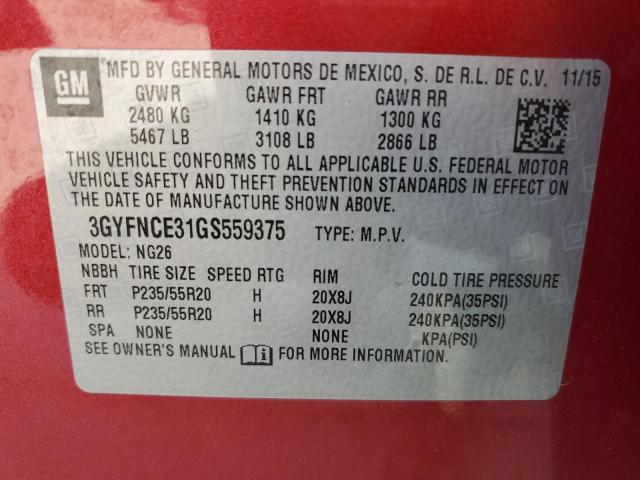 2016 CADILLAC SRX PERFOR 3GYFNCE31GS559375