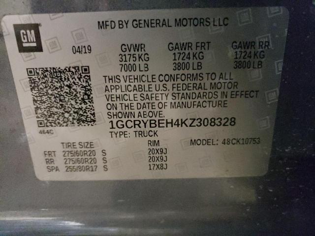 2019 CHEVROLET SILVERADO - 1GCRYBEH4KZ308328