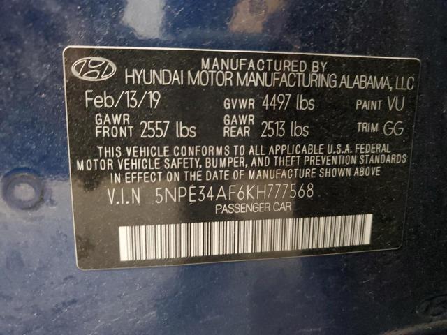 2019 HYUNDAI SONATA LIM 5NPE34AF6KH777568