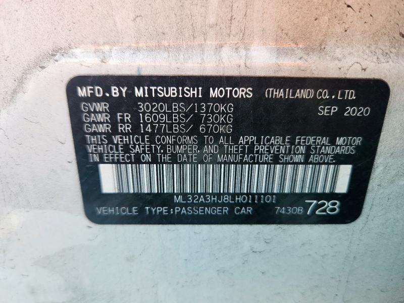 2020 MITSUBISHI MIRAGE ES ML32A3HJ8LH011101
