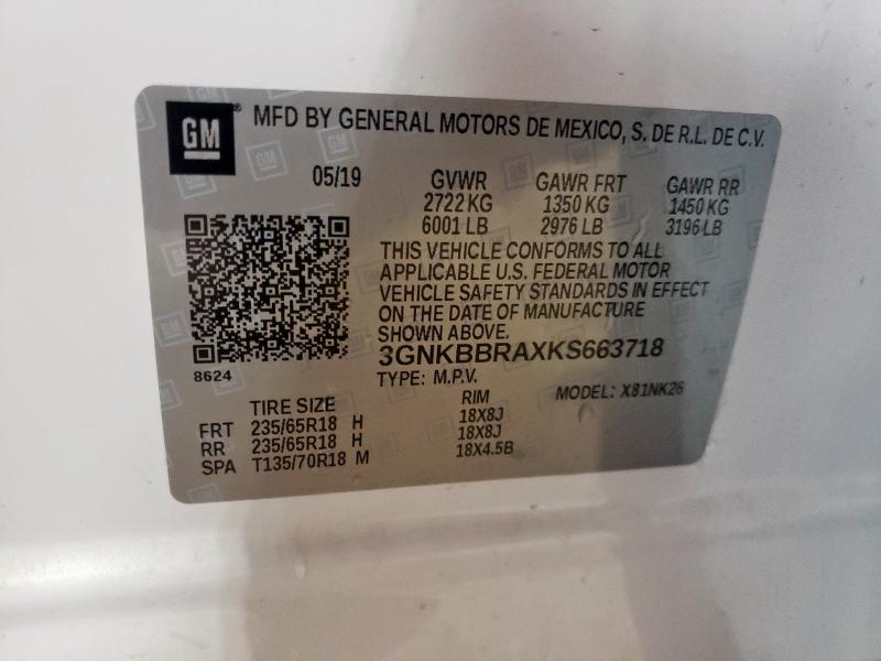 2019 CHEVROLET BLAZER 1LT 3GNKBBRAXKS663718