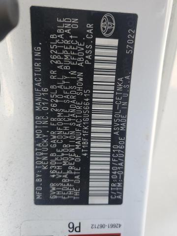 2016 TOYOTA CAMRY LE - 4T1BF1FK1GU566415