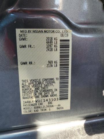 2020 NISSAN ALTIMA PLA - 1N4BL4FW5LC143103