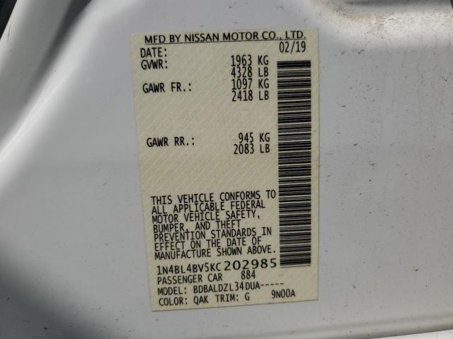 2019 NISSAN ALTIMA S - 1N4BL4BV5KC202985