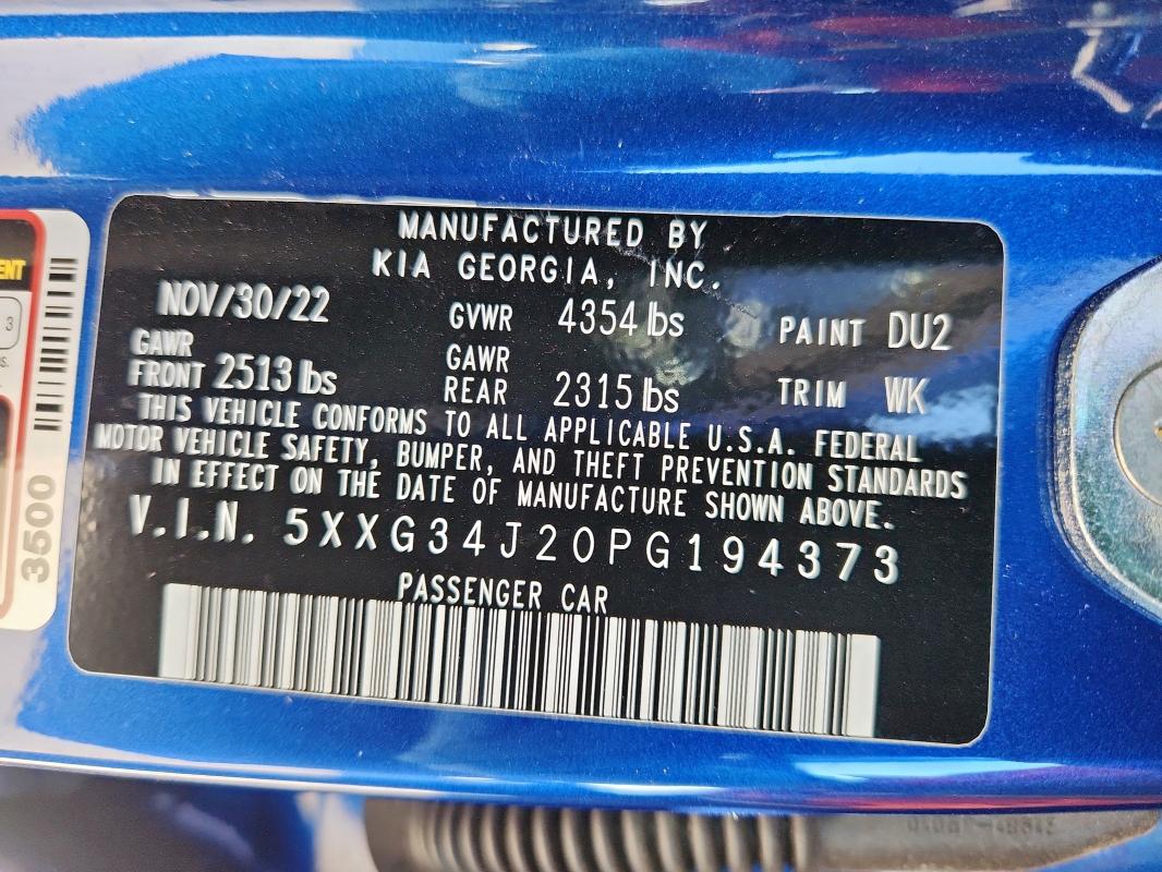 2023 KIA K5 EX - 5XXG34J20PG194373