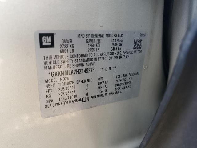 2017 GMC ACADIA SLT 1GKKNMLA7HZ149278