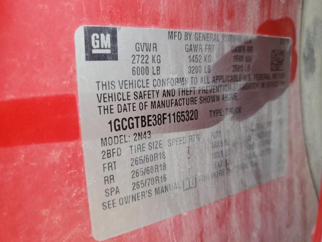 2015 CHEVROLET COLORADO L 1GCGTBE38F1165320