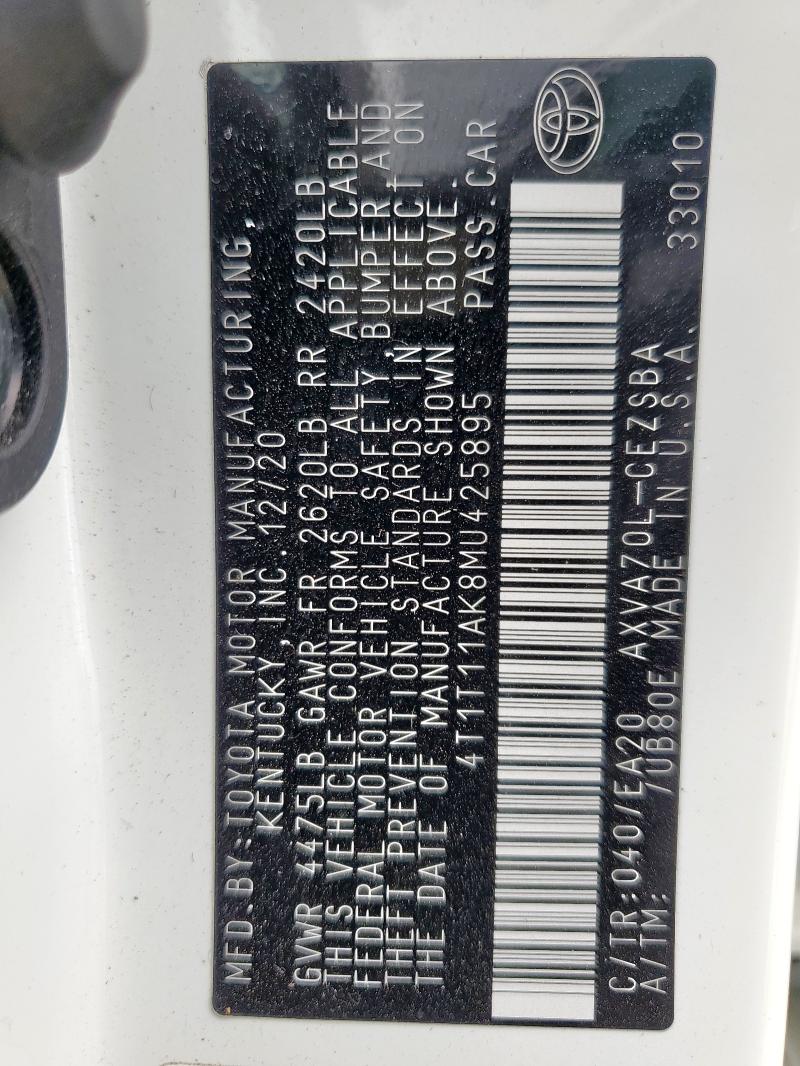 2021 TOYOTA CAMRY SE 4T1T11AK8MU425895