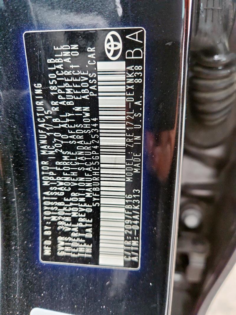2016 TOYOTA COROLLA L - 5YFBURHE5GP425344
