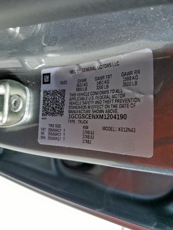 2021 CHEVROLET COLORADO L 1GCGSCENXM1204190