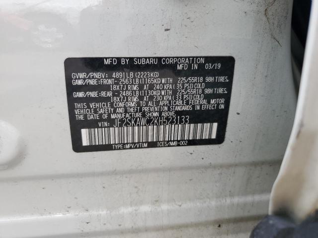 2019 SUBARU FORESTER T JF2SKAWC2KH523133