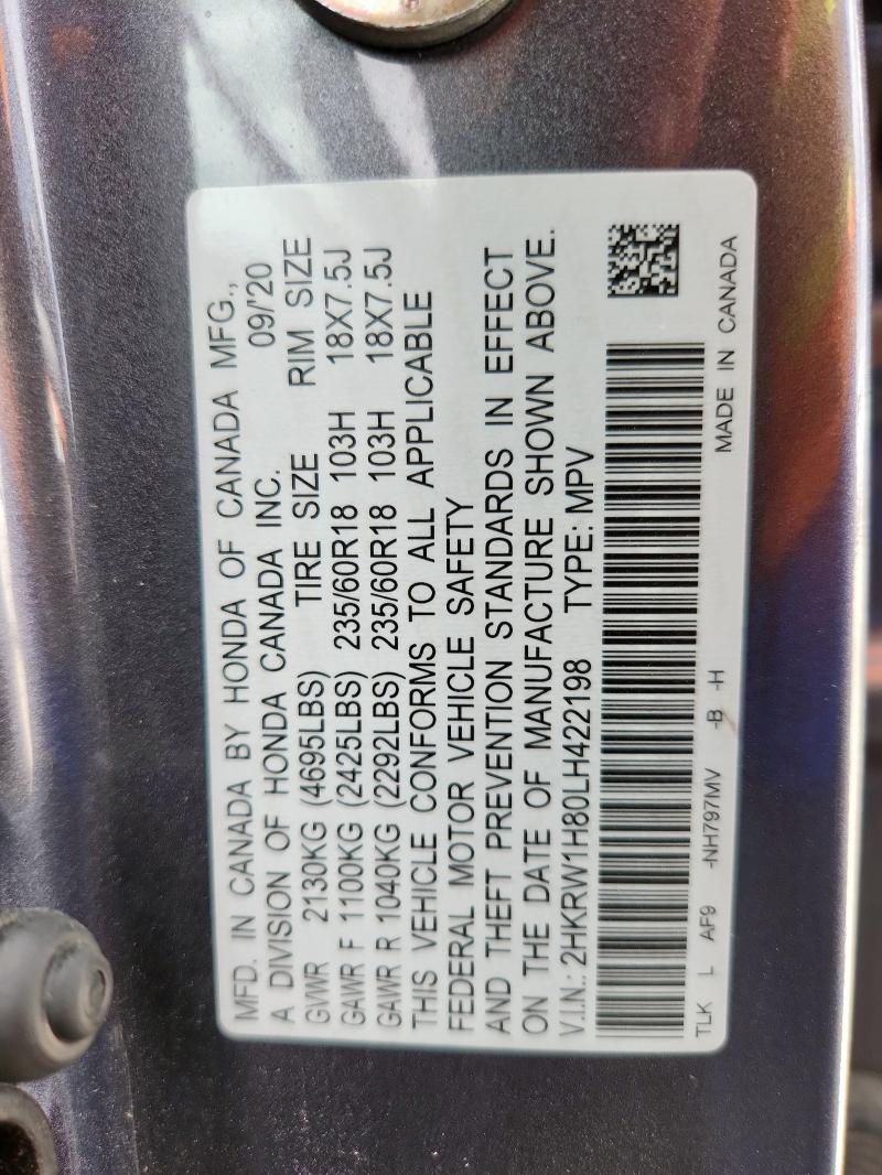 2020 HONDA CR-V EXL 2HKRW1H80LH422198