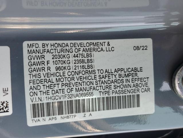 2022 HONDA ACCORD SPO 1HGCV1F32NA069555