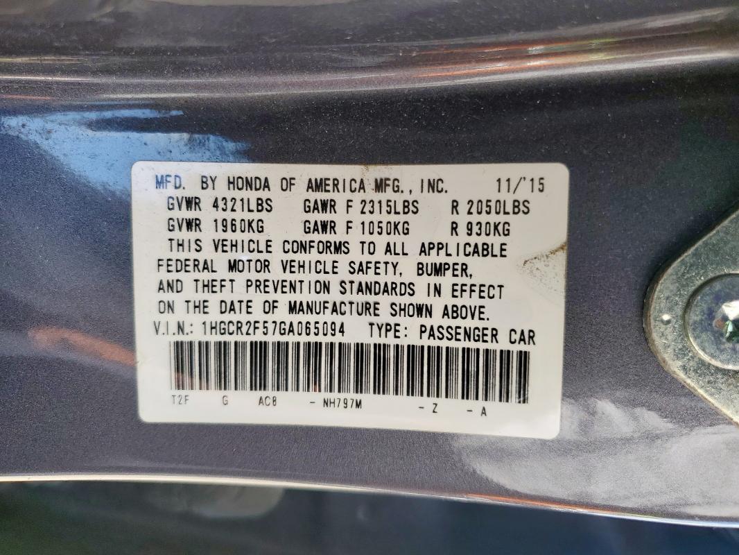 2016 HONDA ACCORD SPO 1HGCR2F57GA065094