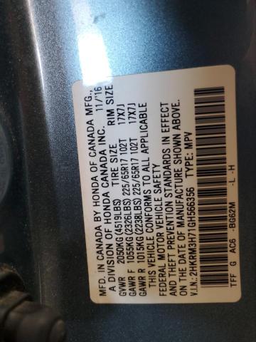 2016 HONDA CR-V EXL 2HKRM3H71GH566356
