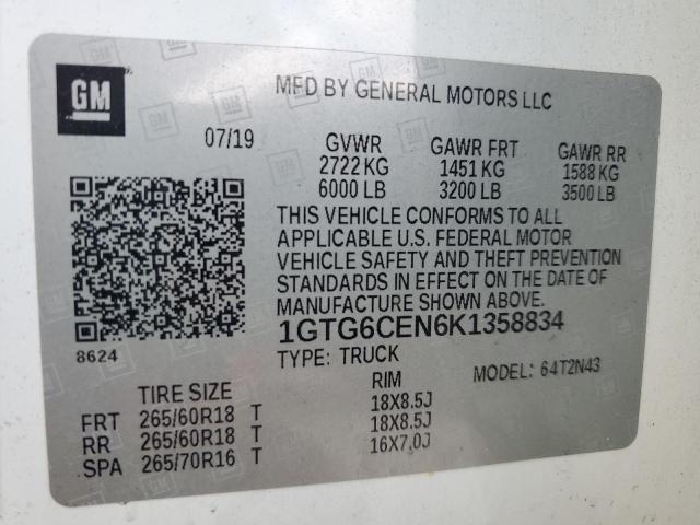 2019 GMC CANYON SLE 1GTG6CEN6K1358834