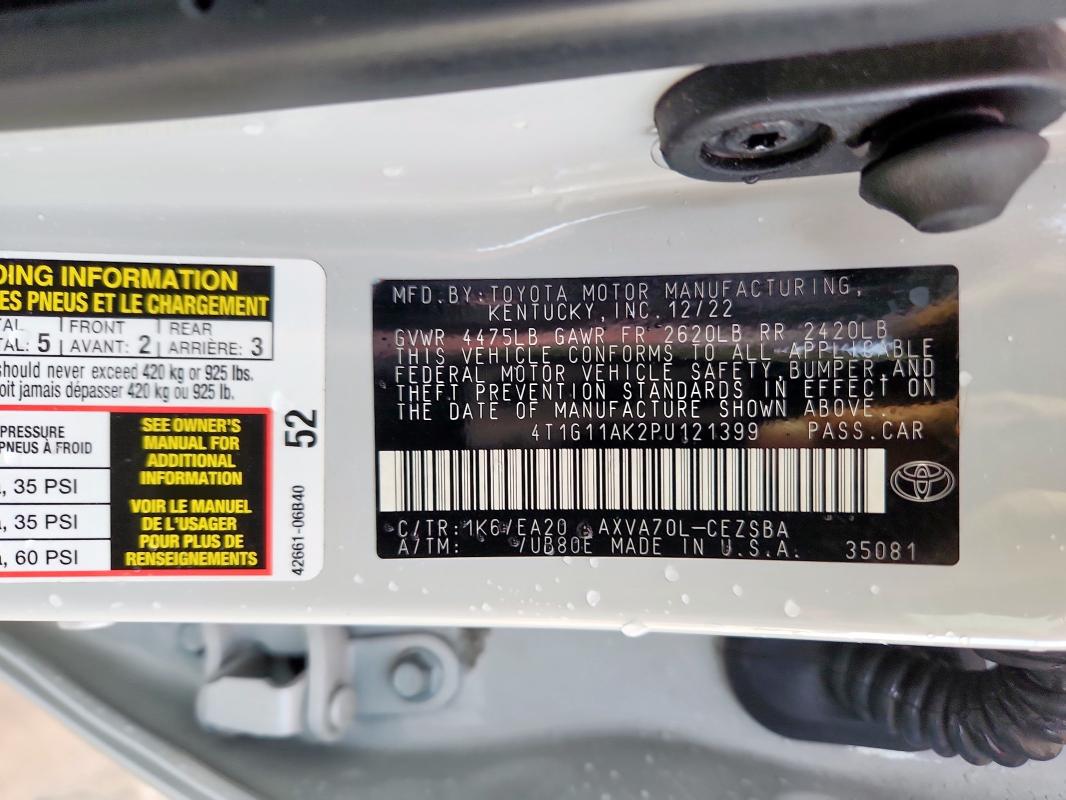 2023 TOYOTA CAMRY SE N 4T1G11AK2PU121399