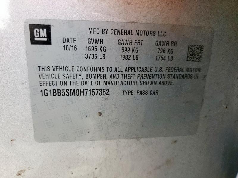 2017 CHEVROLET CRUZE LS 1G1BB5SM0H7157362