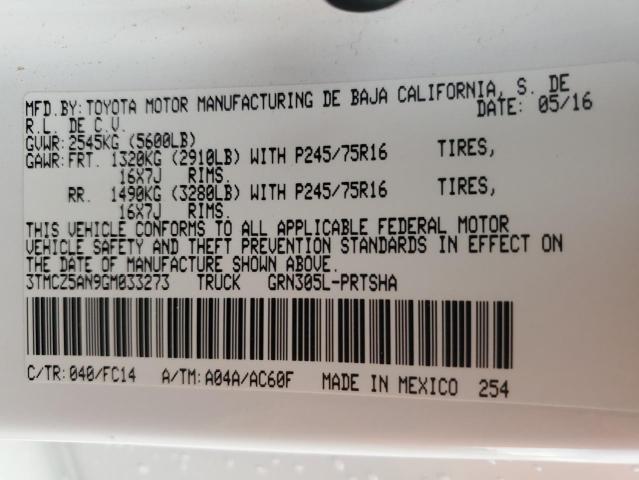 2016 TOYOTA TACOMA DOU - 3TMCZ5AN9GM033273