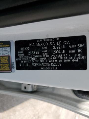 3KPF54AD2NE452759 2022 KIA FORTE