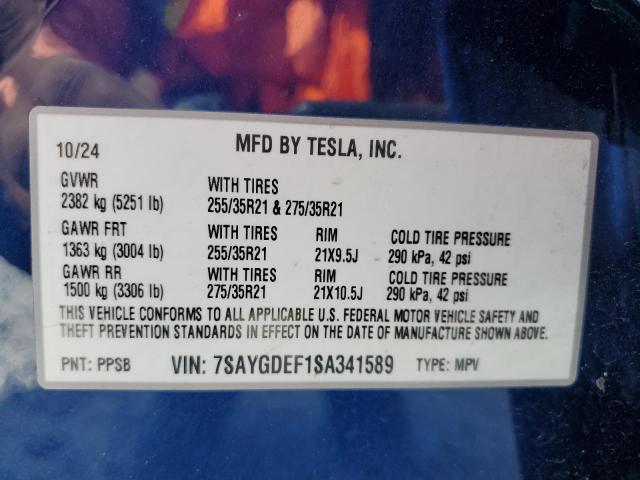 2025 TESLA MODEL Y 7SAYGDEF1SA341589