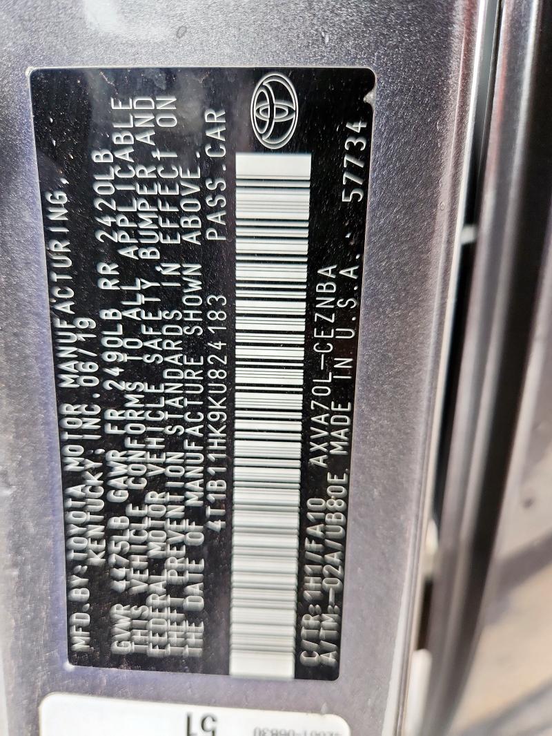 2019 TOYOTA CAMRY L - 4T1B11HK9KU824183