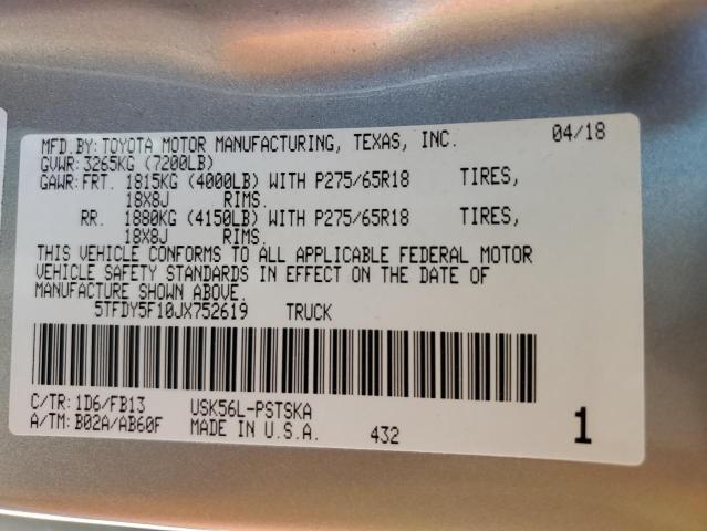 2018 TOYOTA TUNDRA CRE - 5TFDY5F10JX752619