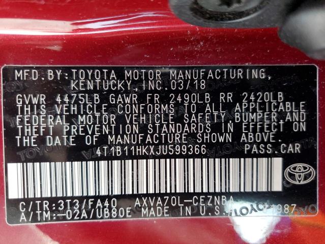 2018 TOYOTA CAMRY L - 4T1B11HKXJU599366