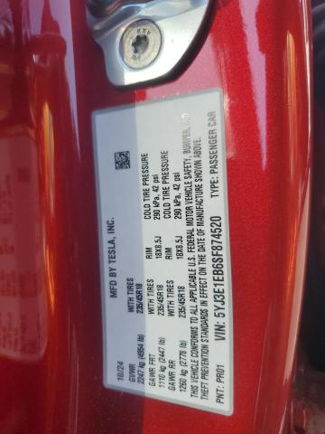 2025 TESLA MODEL 3 5YJ3E1EB6SF874520