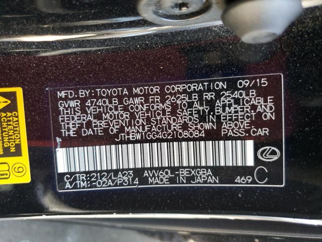 2016 LEXUS ES 300H JTHBW1GG4G2108084