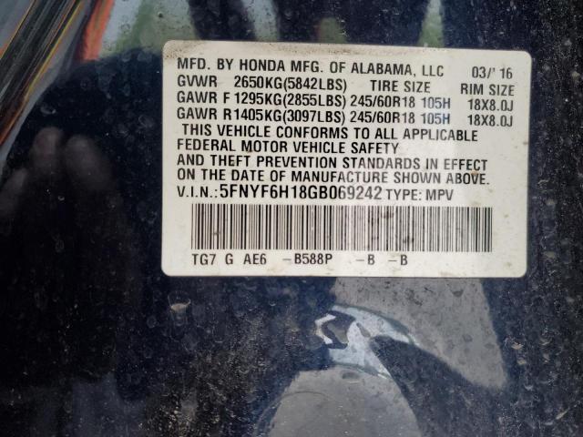 2016 HONDA PILOT LX 5FNYF6H18GB069242