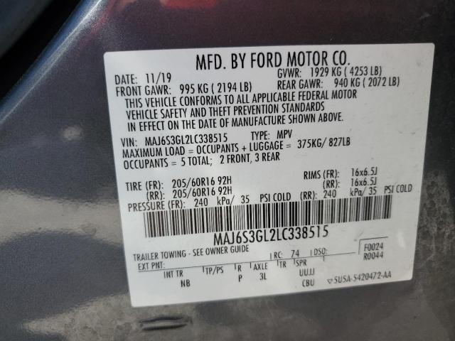 2020 FORD ECOSPORT S - MAJ6S3GL2LC338515