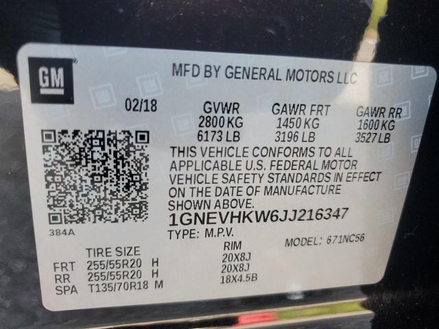 2018 CHEVROLET TRAVERSE L 1GNEVHKW6JJ216347