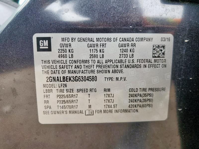 2016 CHEVROLET EQUINOX LS - 2GNALBEK3G6304580