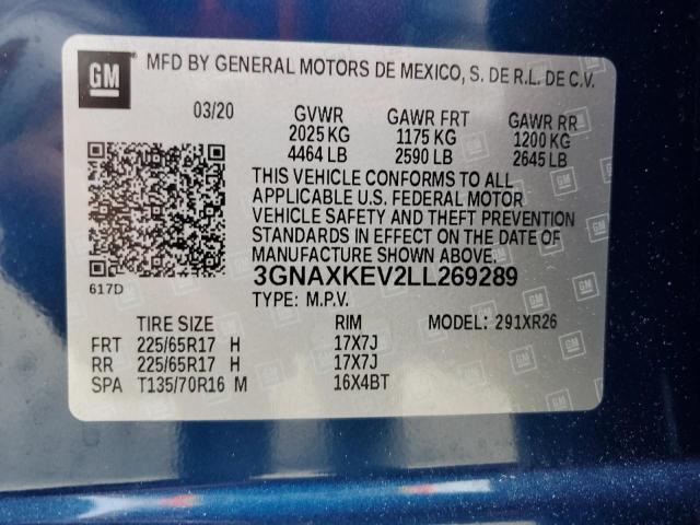 2020 CHEVROLET EQUINOX LT 3GNAXKEV2LL269289