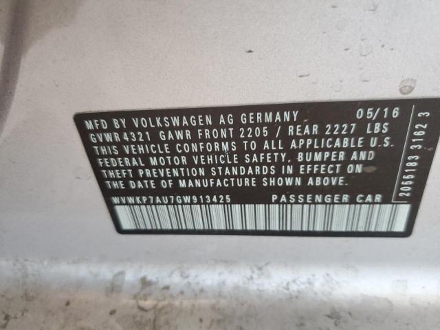 2016 VOLKSWAGEN E-GOLF SE WVWKP7AU7GW913425