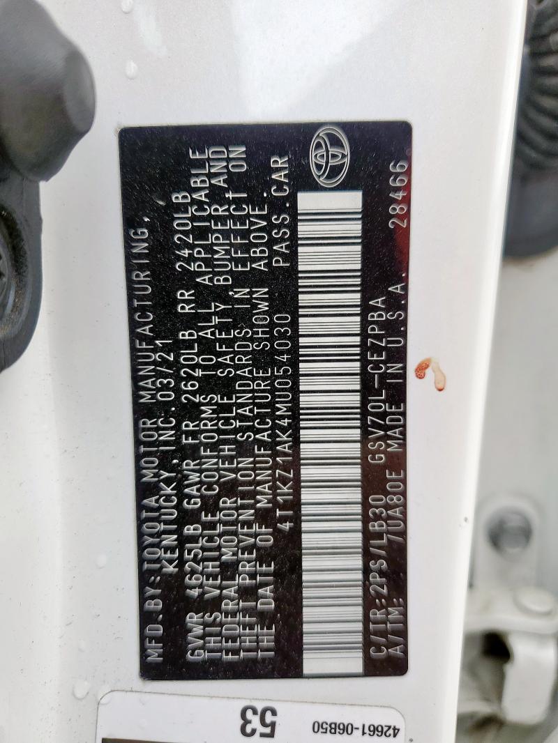 2021 TOYOTA CAMRY TRD 4T1KZ1AK4MU054030