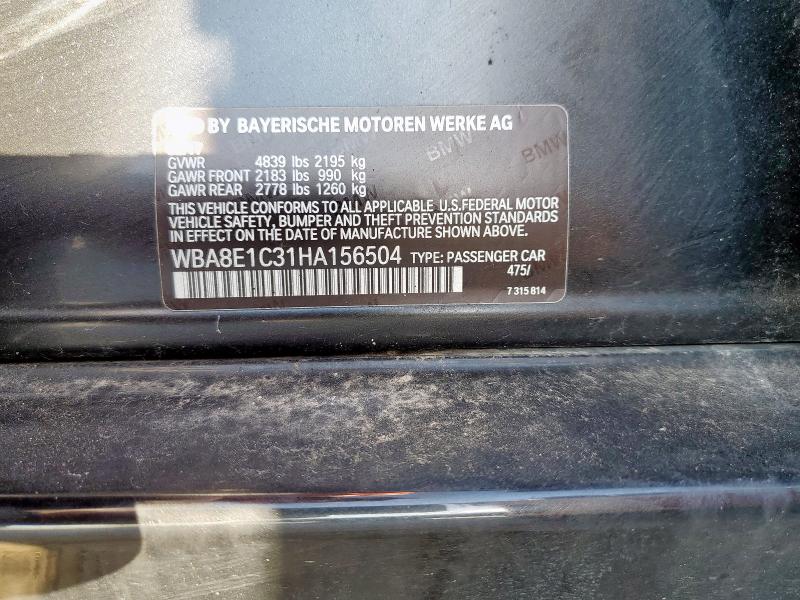 2017 BMW 330E WBA8E1C31HA156504