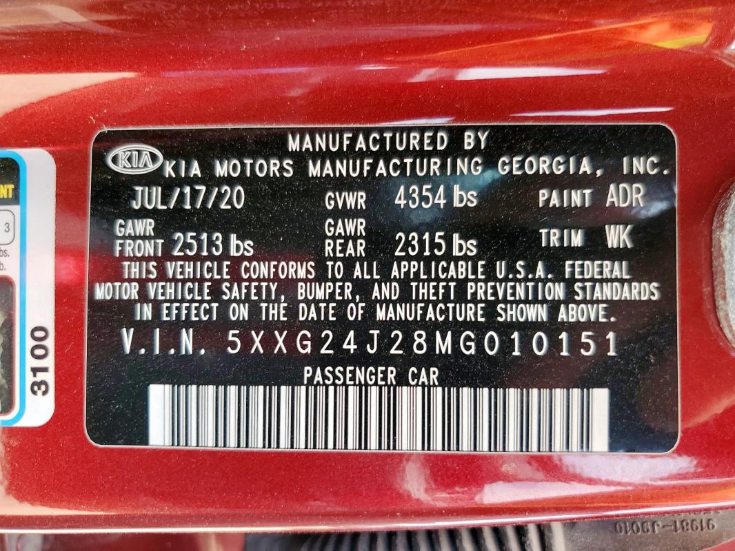 2021 KIA K5 LX 5XXG24J28MG010151