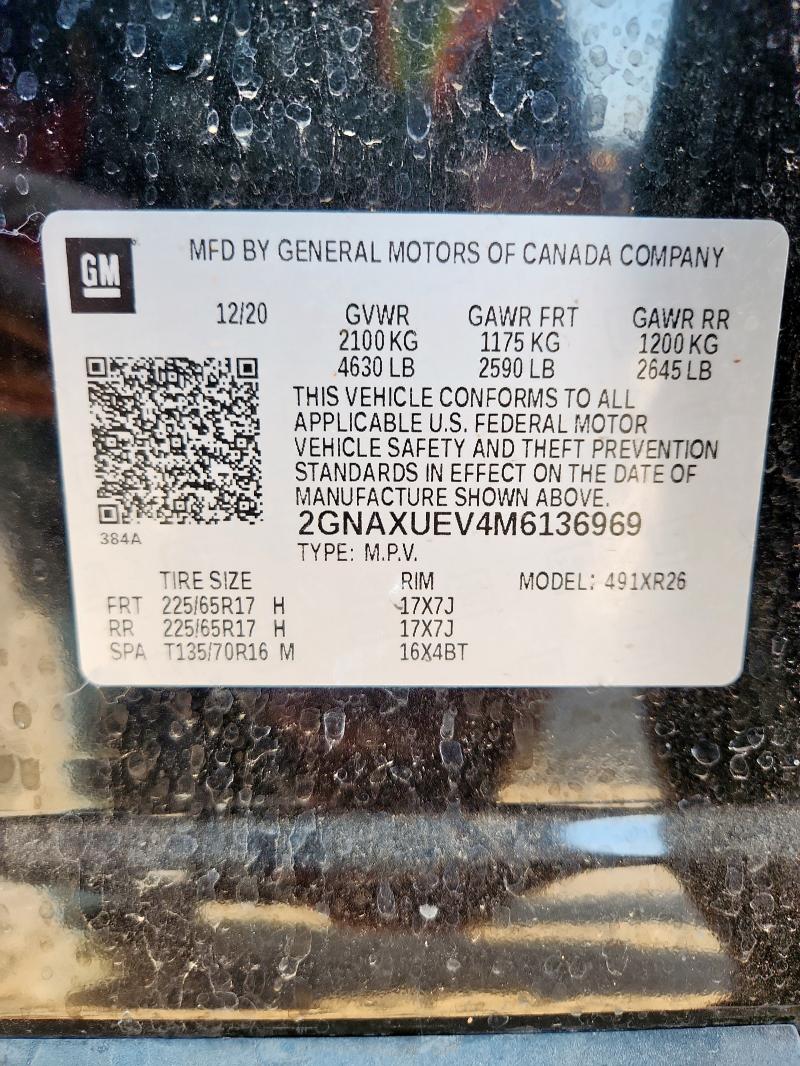 2021 CHEVROLET EQUINOX LT 2GNAXUEV4M6136969