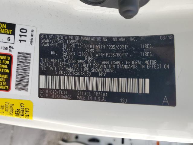 2019 TOYOTA SIENNA LE - 5TDKZ3DC1KS018060