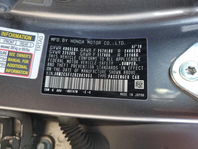 2019 HONDA CLARITY JHMZC5F12KC002053
