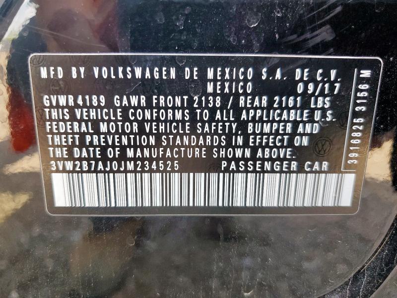 2018 VOLKSWAGEN JETTA S 3VW2B7AJ0JM234525