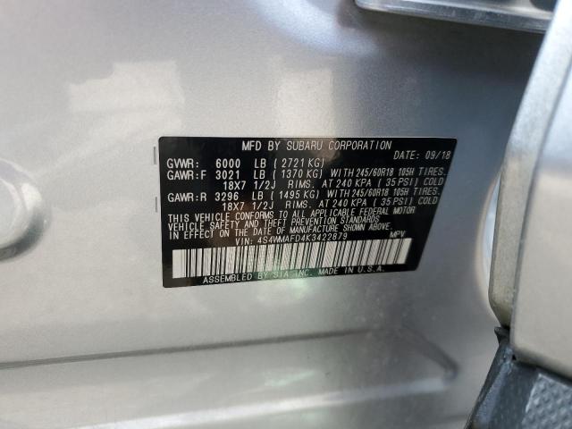 2019 SUBARU ASCENT PRE 4S4WMAFD4K3422879
