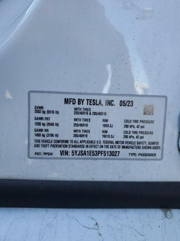 2023 TESLA MODEL S 5YJSA1E53PF513027