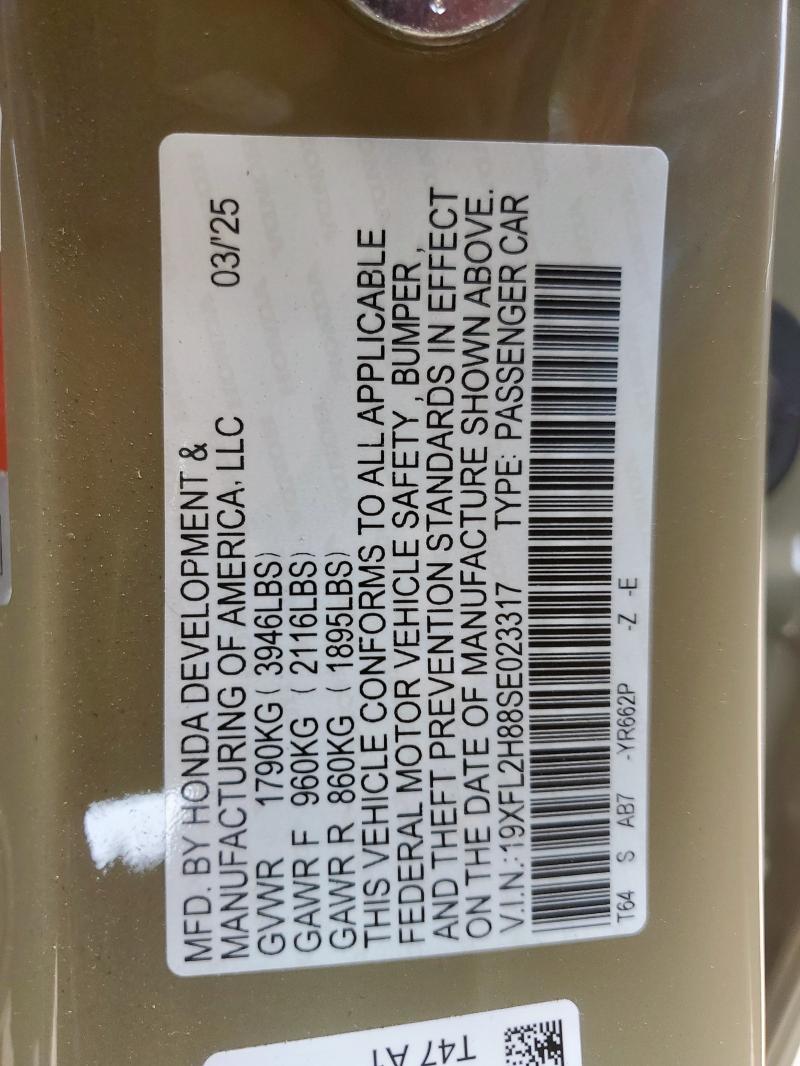 2025 HONDA CIVIC SPORT 19XFL2H88SE023317