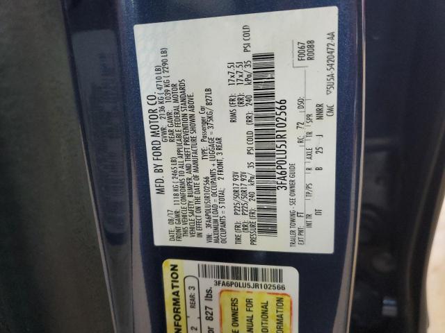 2018 FORD FUSION SE 3FA6P0LU5JR102566