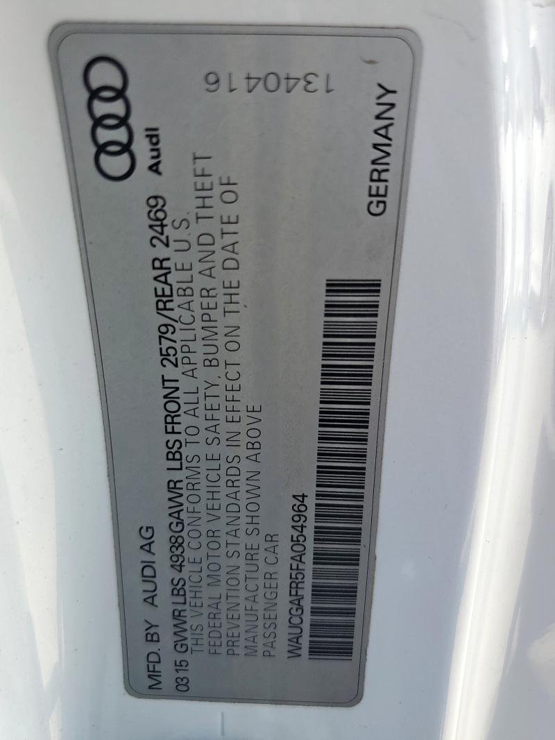 2015 AUDI S5 PREMIUM WAUCGAFR5FA054964