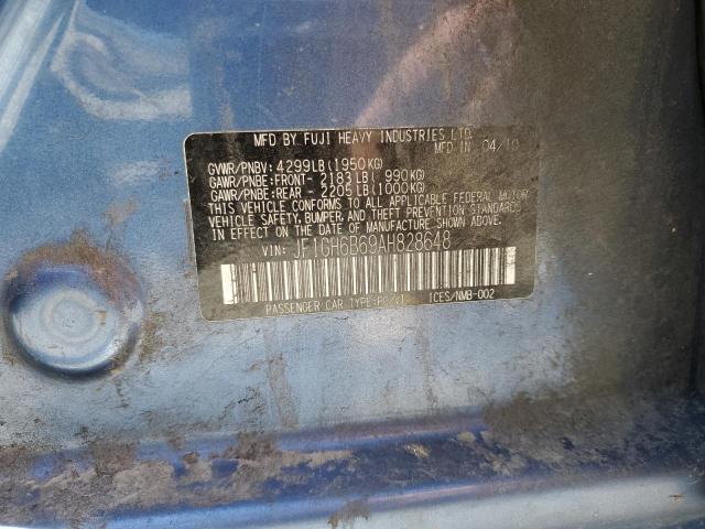 2010 SUBARU IMPREZA 2. - JF1GH6B69AH828648
