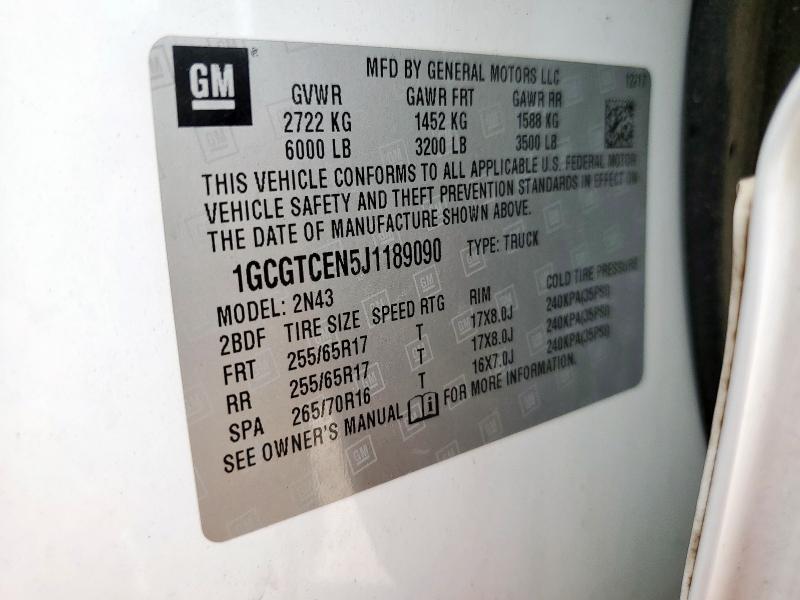 2018 CHEVROLET COLORADO L 1GCGTCEN5J1189090